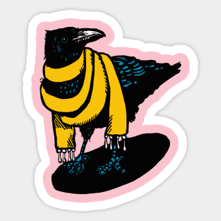 Big Yellow Scarfed Crow Sticker